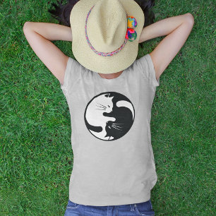 Cat Yin and Yang Black and White T-Shirt