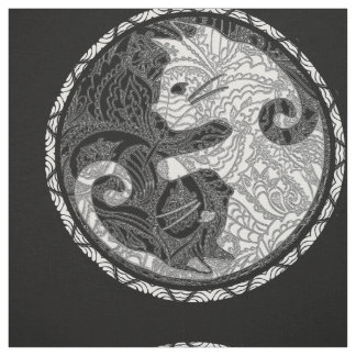 Cat Yin Yang Paisley Print Fabric