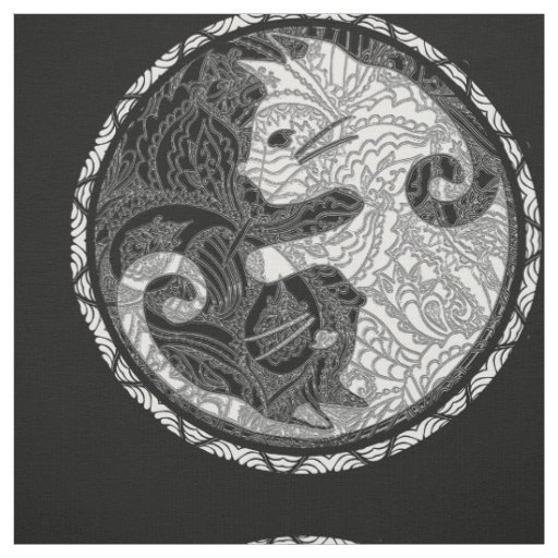 Cat Yin Yang Paisley Print Fabric