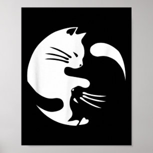 Cat Yin Yang Peace Loving Interconnected Gift Idea Poster