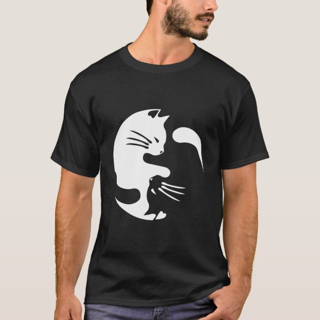 Cat Yin Yang Peace Loving Interconnected T-Shirt G (Front)