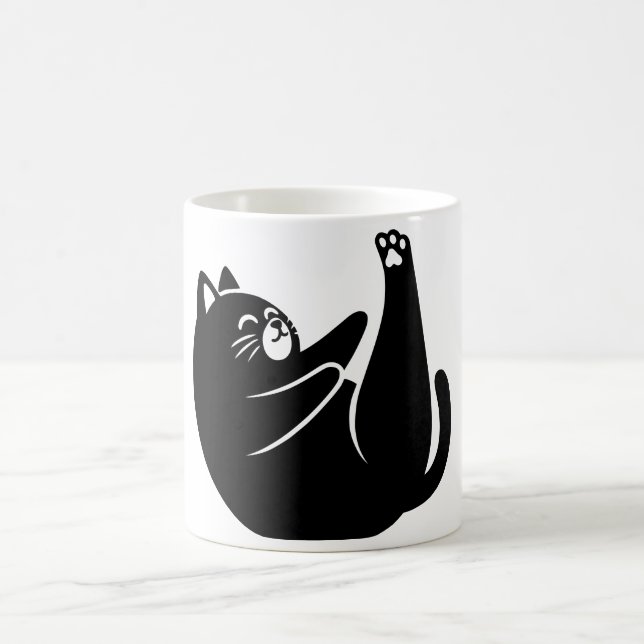 Cat Yoga #12 Digital Art Coffee Mug (Center)
