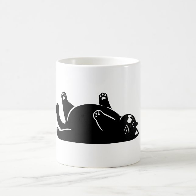 *Cat Yoga #6 Digital Art Coffee Mug (Center)