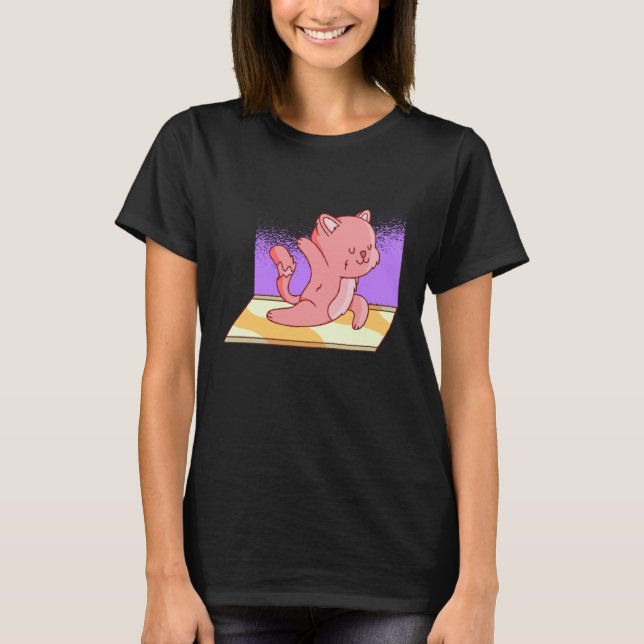 cat yoga cute T-Shirt (Front)