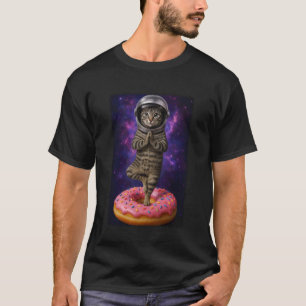 Cat Yoga Galaxy Donut Cosmic Space Kitten Animal L T-Shirt