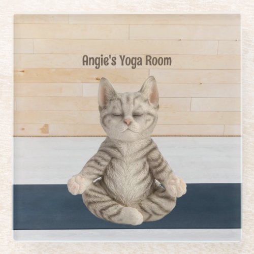 Cat Yoga Glass Coaster