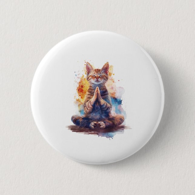 Cat Yoga Master Button (Front)