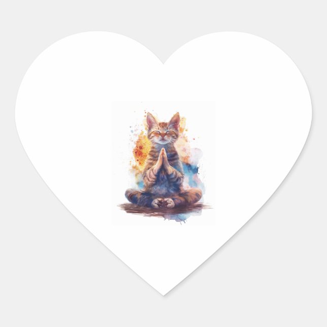 Cat Yoga Master Heart Sticker (Front)