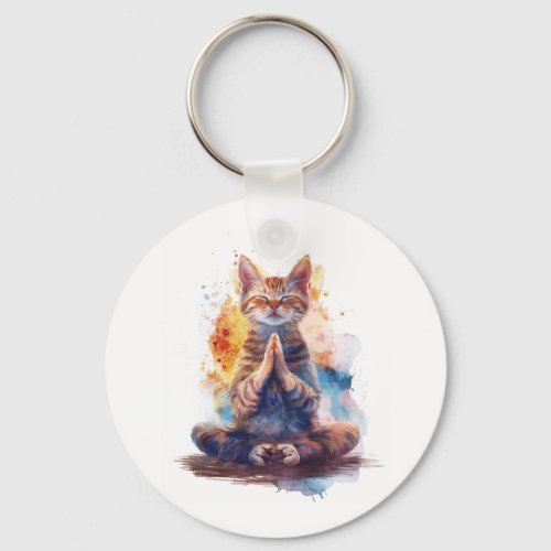 Cat Yoga Master Keychain