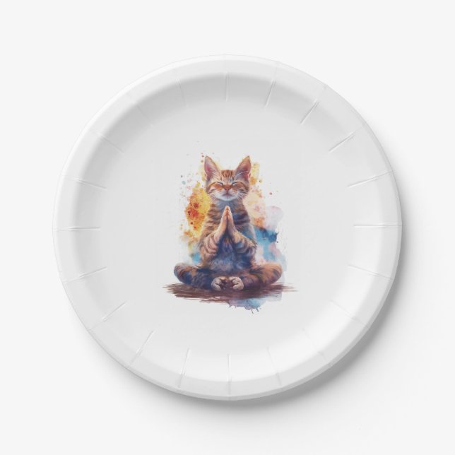 Cat Yoga Master Paper Plates (Front)