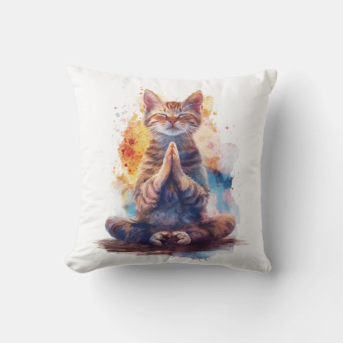 Cat Yoga Master Throw Pillow