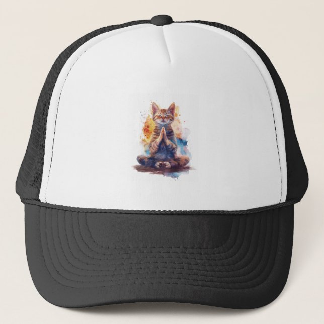 Cat Yoga Master Trucker Hat (Front)