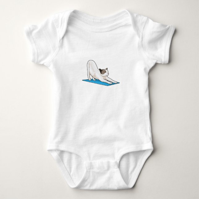 Cat Yoga Meditation Fitness Baby Bodysuit (Front)
