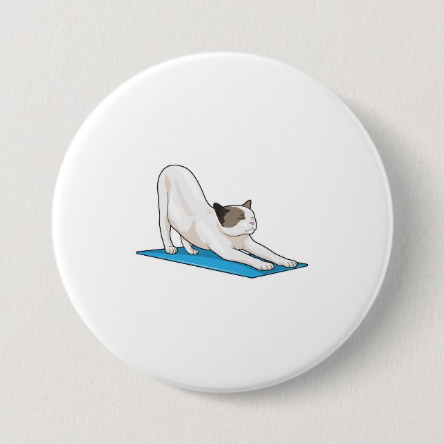 Cat Yoga Meditation Fitness Button (Front)
