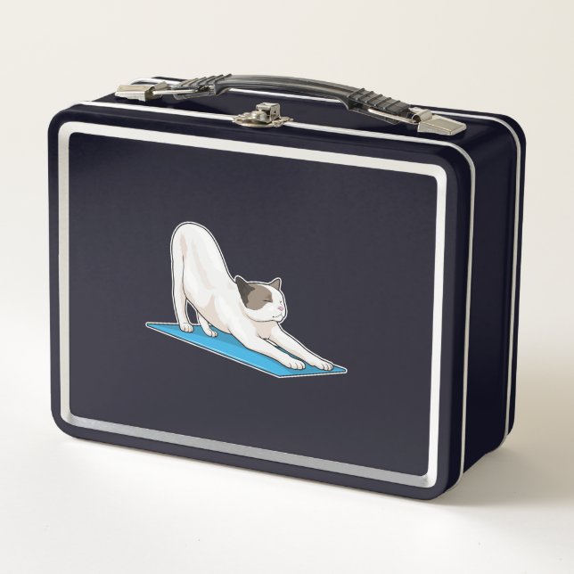 Cat Yoga Meditation Fitness Metal Lunch Box (Front)