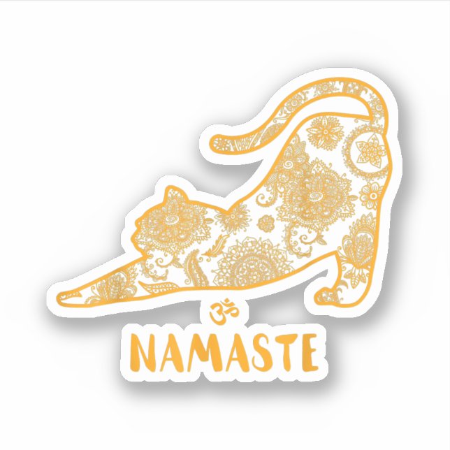 Cat Yoga Namaste OM - Funny Yoga Gift T-Shirt Sticker (Front)