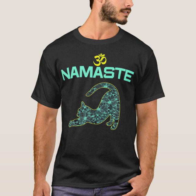 Cat Yoga Namaste OM Ying Yang Balance  Yoga new ma T-Shirt (Front)
