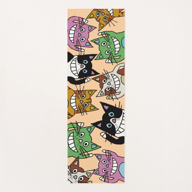 Cat yoga pilates cats hello kittens bodytone yoga mat (Front)