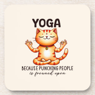 Cat Yoga Pose - Funny Yoga Beverage Coaster