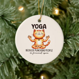Cat Yoga Pose - Funny Yoga Ceramic Ornament