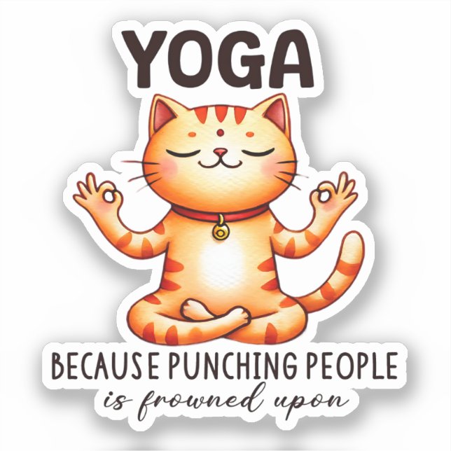 Cat Yoga Pose - Funny Yoga Sticker (Front)