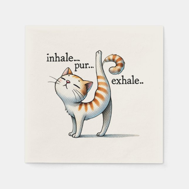 Cat Yoga Pose - Inhale - Pur - Exhale Napkins (Front)