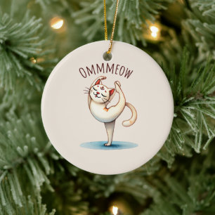 Cat Yoga Pose - Meow Ceramic Ornament