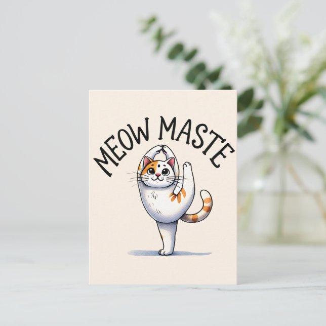 Cat Yoga Pose - Meow Maste Postcard (Standing Front)