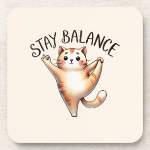Cat Yoga Pose - Stay Balance Beverage Coaster