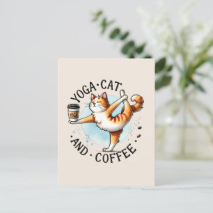 Cat Yoga Pose - Yoga Cat and Coffee Postcard