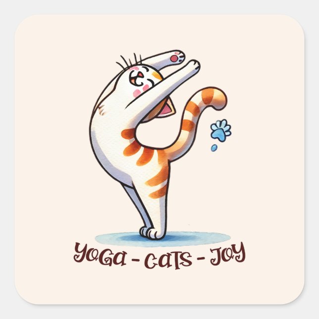 Cat Yoga Pose - Yoga - Cats - Joy Square Sticker (Front)