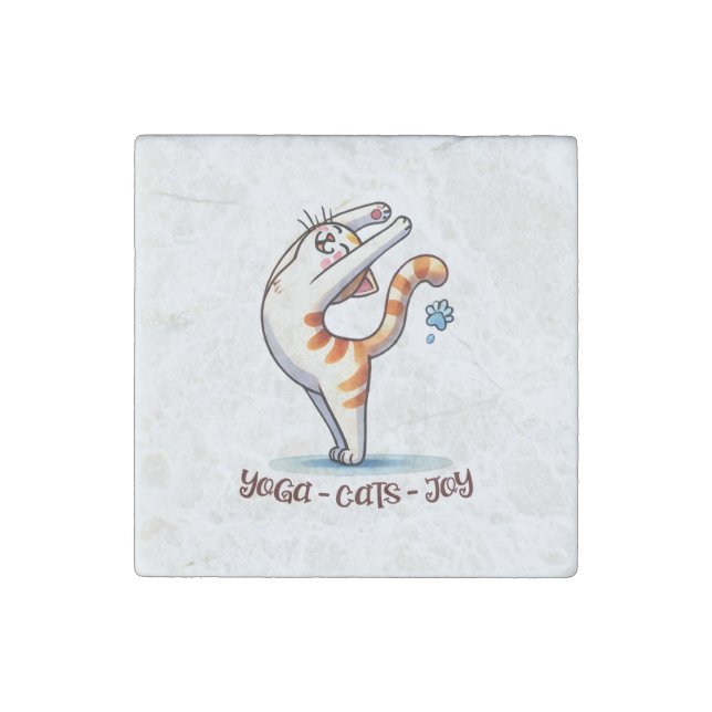 Cat Yoga Pose - Yoga - Cats - Joy Stone Magnet (Front)