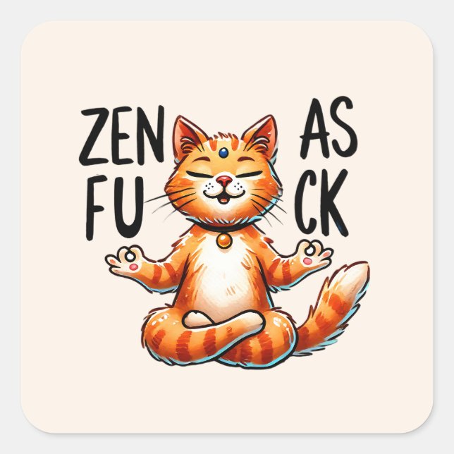 Cat Yoga Pose - Zen Square Sticker (Front)