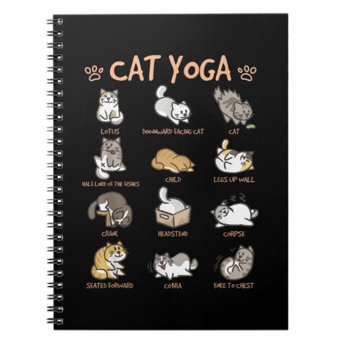 Cat Yoga Poses Cats Practicing Mindfulness Meditat Notebook