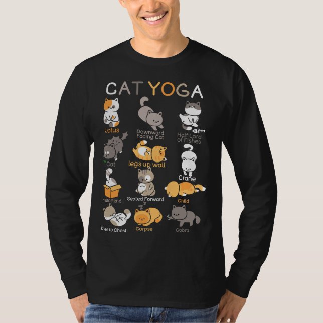 Cat Yoga Poses Zen Meditation Namaste Kitten Cat T-Shirt (Front)