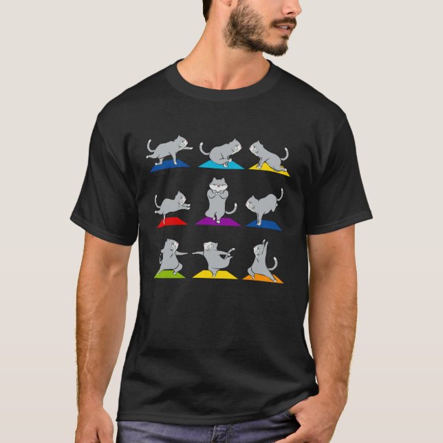 Cat Yoga Sport Outfit Zen Meditation Fitness T-Shirt (Front)