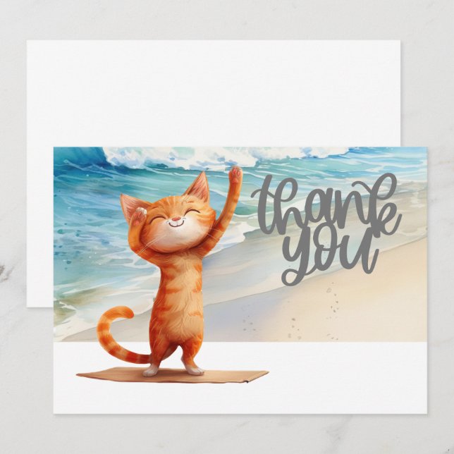 Cat Yoga Thank you card for cat Lovers (Front/Back)