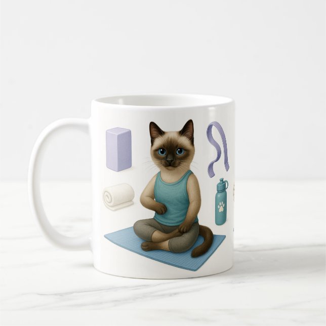 Cat  Yoga Themed  Coffee Mug (Left)