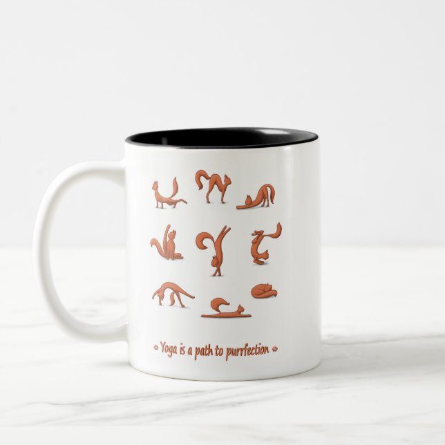 Cat Yoga Two-Tone Coffee Mug (Left)