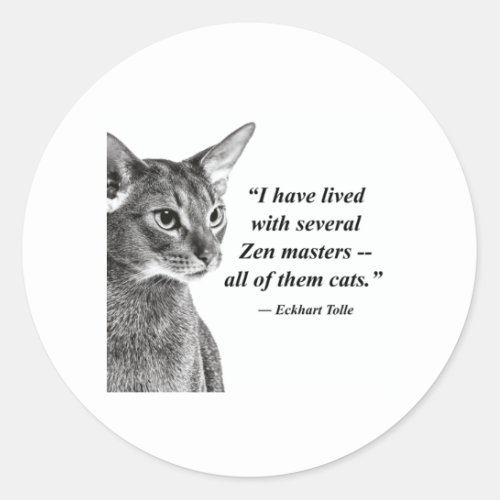 Cat Zen Master _ Eckhart Tolle Classic Round Sticker