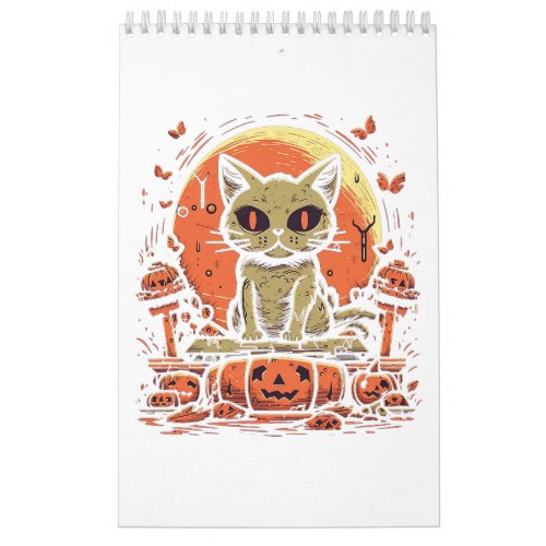 Cat Zombie Halloween Costume Kitten Pumpkin Men Wo Calendar