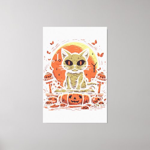 Cat Zombie Halloween Costume Kitten Pumpkin Men Wo Canvas Print