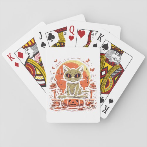 Cat Zombie Halloween Costume Kitten Pumpkin Men Wo Poker Cards