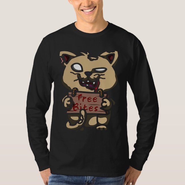 Cat Zombie Undead Crazy Cat Halloween Lady Cat Whi T-Shirt (Front)