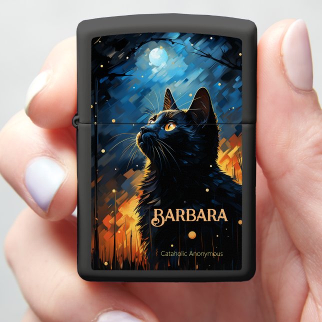 Cataholic Anonymous Personalized Zippo Lighter (In Hand)