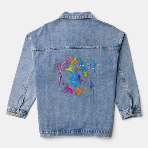 Catahoula Bulldog Painting Watercolor Paint Colorf Denim Jacket