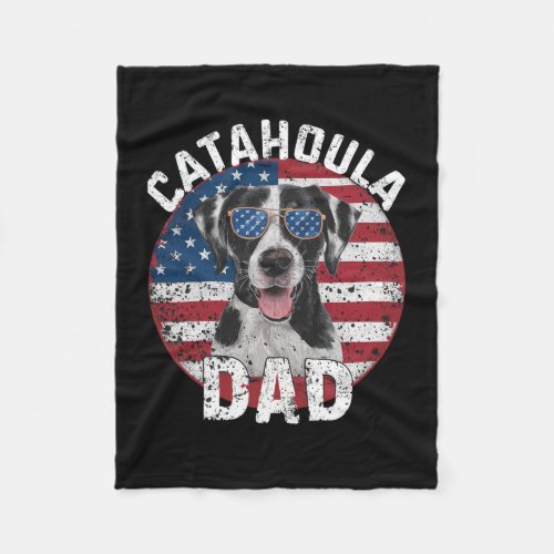 Catahoula Dad 4th Of July American Flag Patriotic  Fleece Blanket