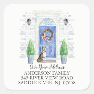Catahoula Leopard Blue Door New Address Label