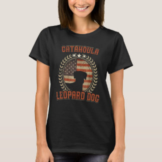 Catahoula Leopard Dog American Flag Usa Patriotic T-Shirt