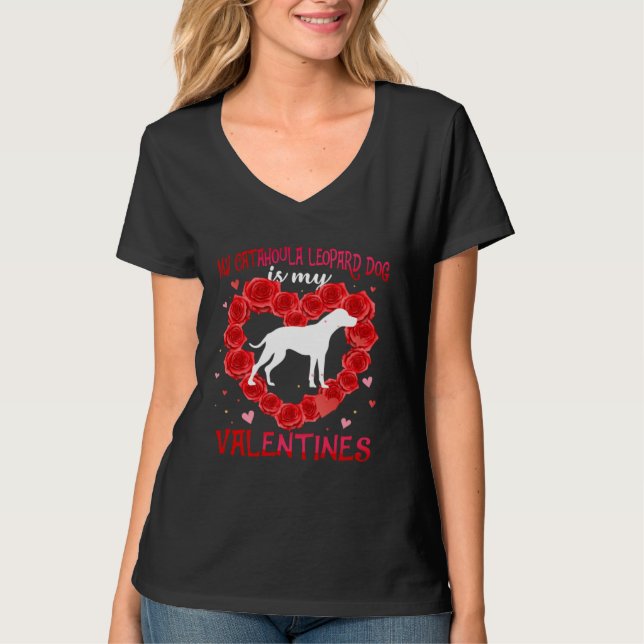 Catahoula Leopard Dog Animal Hearts Day Mastiff Is T-Shirt (Front)